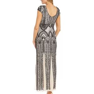 R&M Richards Black and White Backless Dress